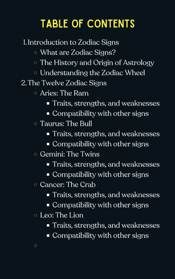 Zodiac: Discovering the Magic of Your Zodiac Sign toc